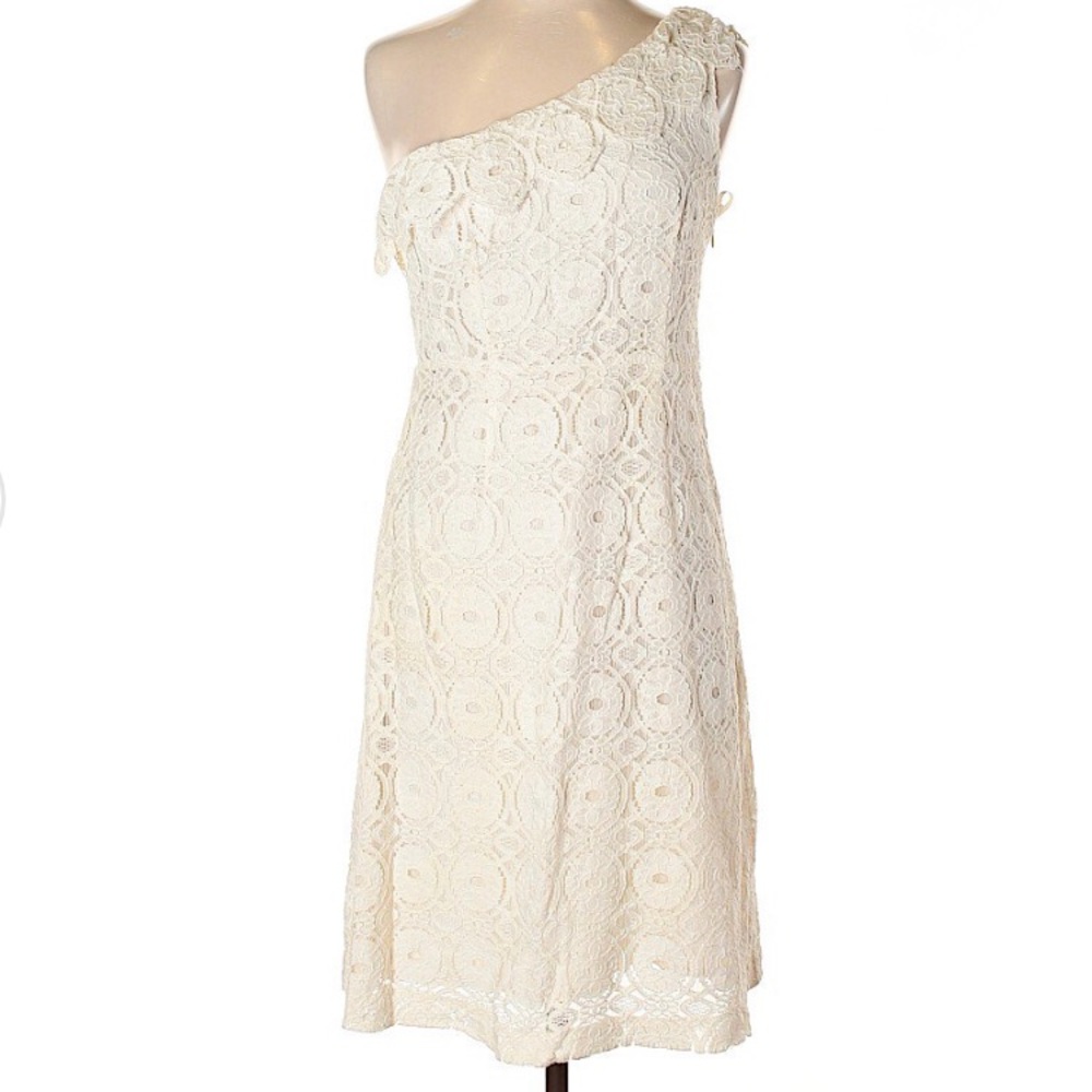 Ivory Lace One Shoulder Dress